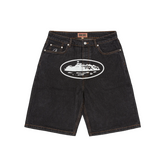 Corteiz RTW Alcatraz Denim Shorts - Washed Black