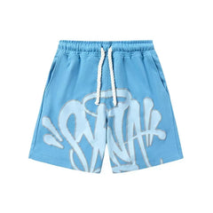 Syna World Graphic Fleece Shorts (Baby Blue / Light Blue Outline)