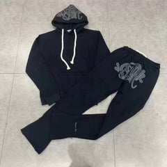 Syna World Graphic Fleece Hoodie Tracksuit Set (Black)