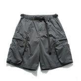 Men Shorts Multi-Pocket Workwear Casual Loose with Belt Solid Color