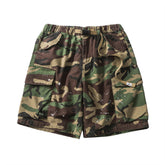 Men Shorts with Belt Camouflage Cropped Pants Men's Loose Multi-Pocket