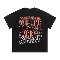 Syna World Neon Sign Graphic Oversized Tee (Black / Pink / White)