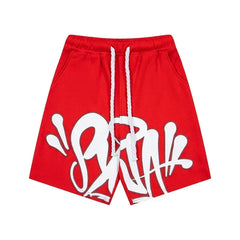 Syna World Graphic Fleece Shorts (Red / White Outline)