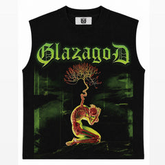 GLAZA GOD Growth – Heavyweight Acid Wash Sleeveless Tee -Green