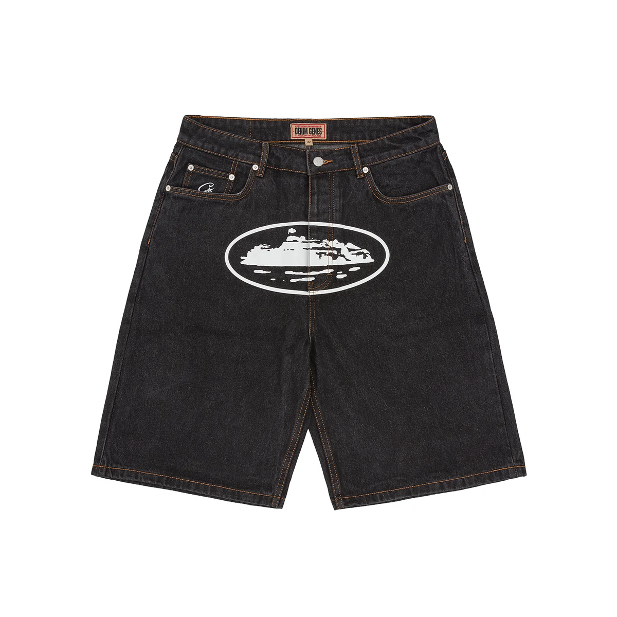 Corteiz RTW Alcatraz Denim Shorts - Washed Black