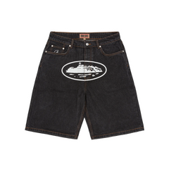 Corteiz RTW Alcatraz Denim Shorts - Washed Black