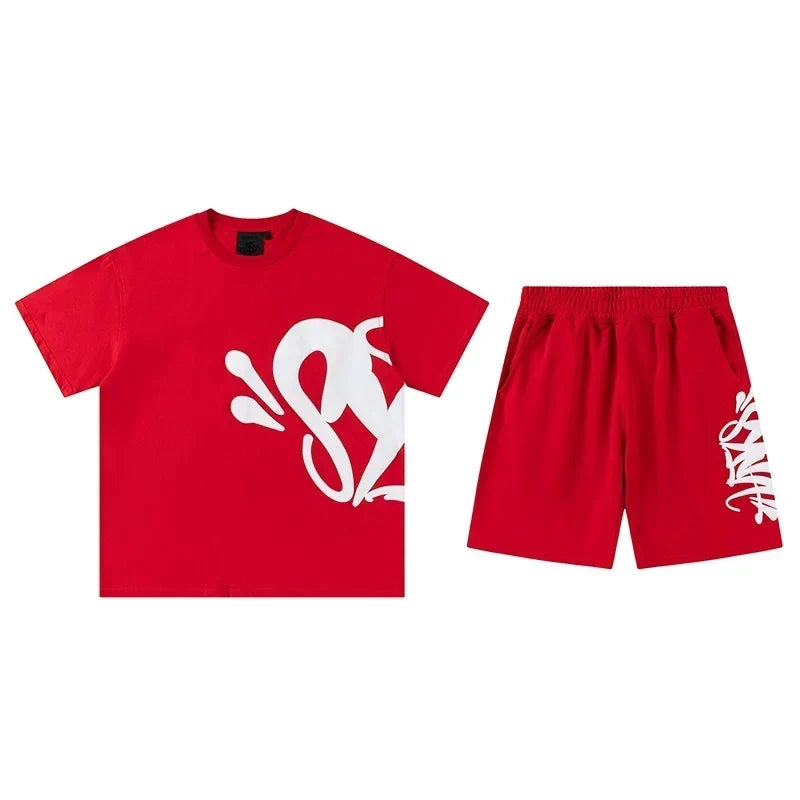 Syna World T-Shirt and Shorts Set (Red / White)
