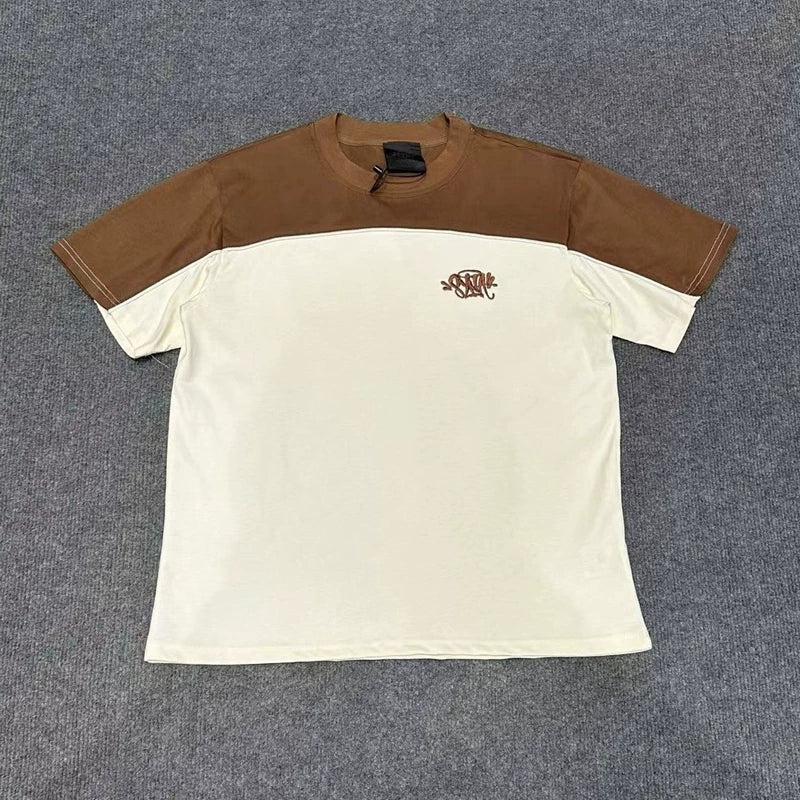 Syna World Colorblock Graphic Short-Sleeve T-Shirt (Brown/Off-White)