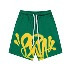 Syna World Graphic Fleece Shorts (Green / Yellow)