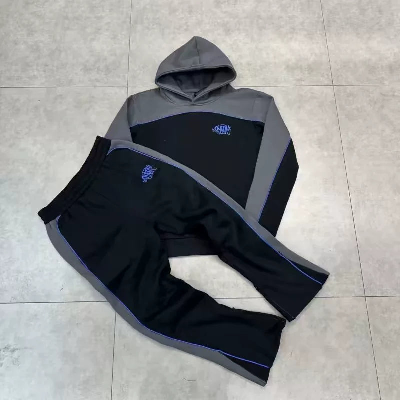 Syna World Fleece Hoodie Tracksuit Set (Grey / Black)