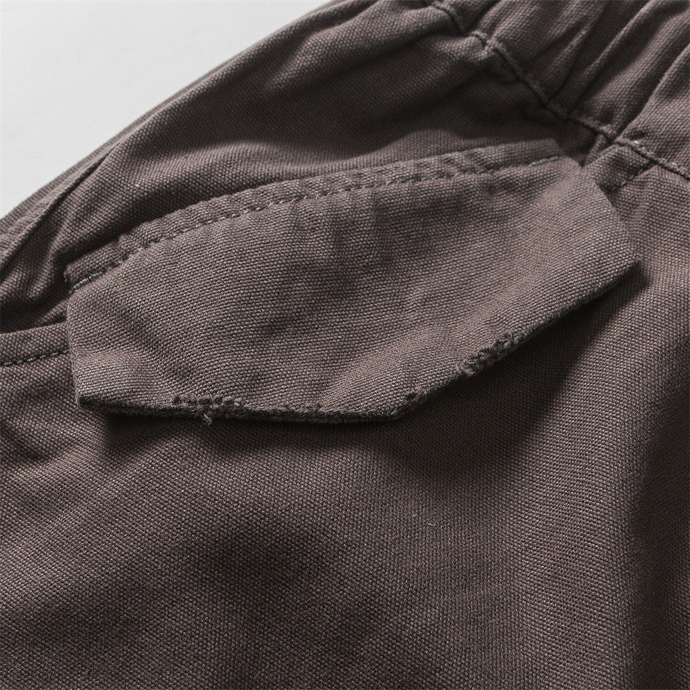 Men Shorts with Belt Camouflage Cropped Pants Men's Loose Multi-Pocket