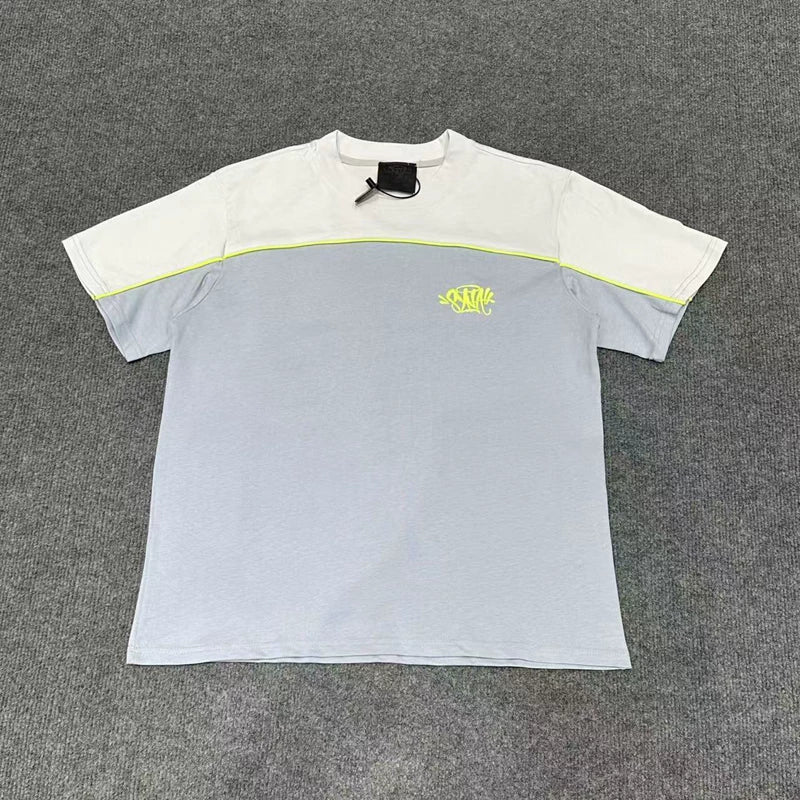 Syna World Colorblock Graphic Short-Sleeve T-Shirt (Grey/Off-White)