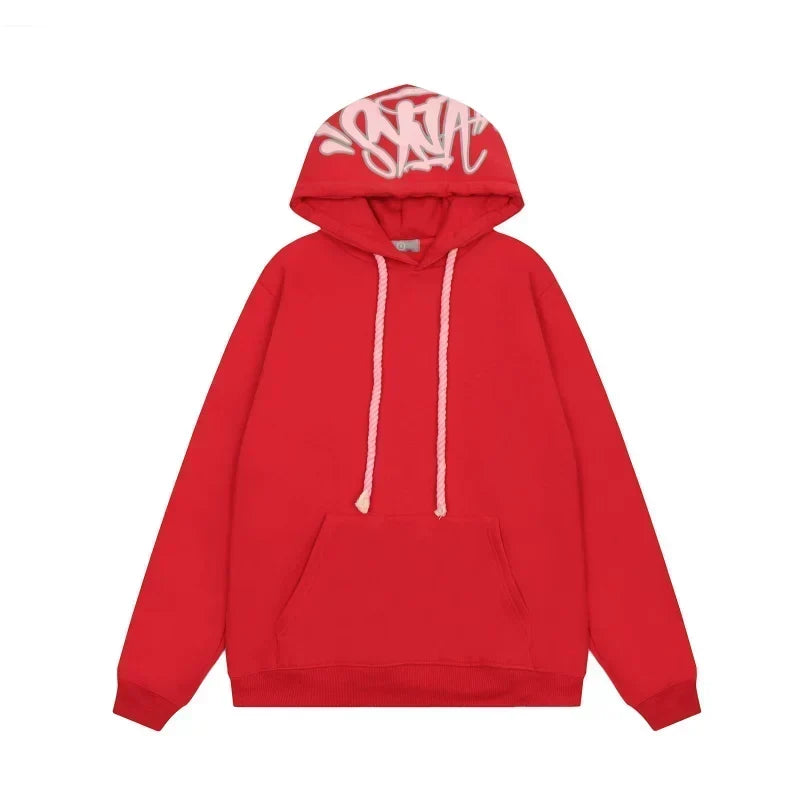 Syna World Hood Graphic Pullover Hoodie (Red)