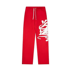 Syna World Heavyweight Hip-Hop Graphic Sweatpants (Red / White)