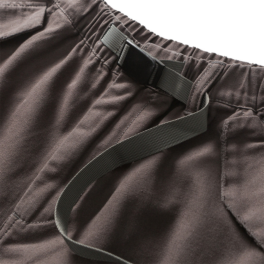Men Shorts with Belt Camouflage Cropped Pants Men's Loose Multi-Pocket