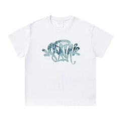 Syna World Vintage Oversized Camo Graffiti Graphic Tee (White / Blue Camo)
