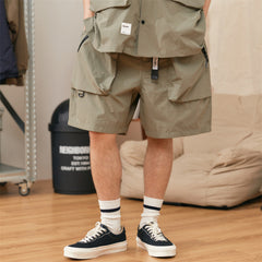 Men Shorts Outdoor Work Clothes Multi-Pocket with Belt Loose