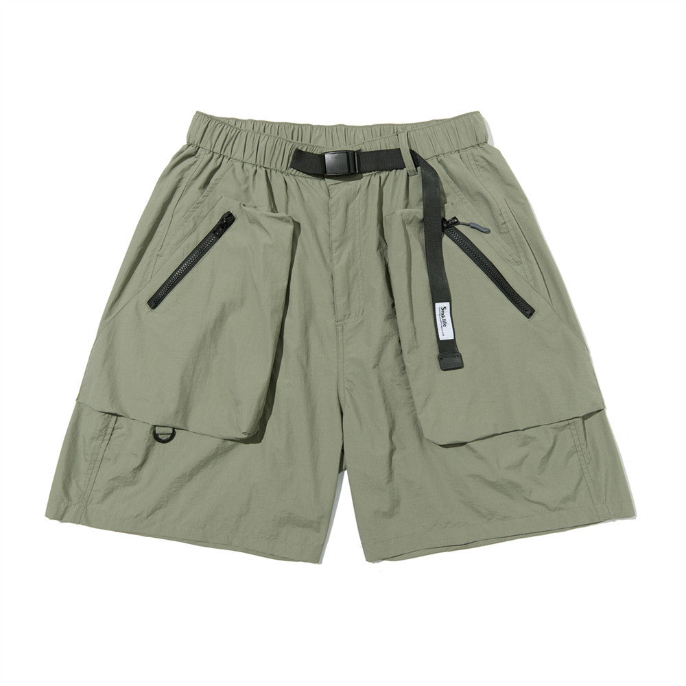 Men Shorts Outdoor Work Clothes Multi-Pocket with Belt Loose