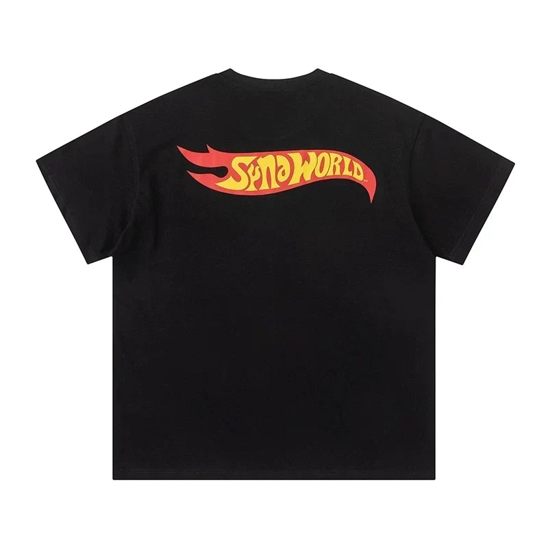 Syna World Hot Wheels Flame Graphic Oversized Tee (Black / Red / Yellow)