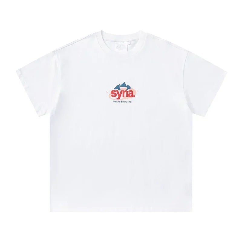 Syna World Vintage Oversized Mountain Graphic Tee (White / Red / Blue)