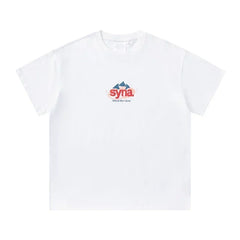 Syna World Vintage Oversized Mountain Graphic Tee (White / Red / Blue)