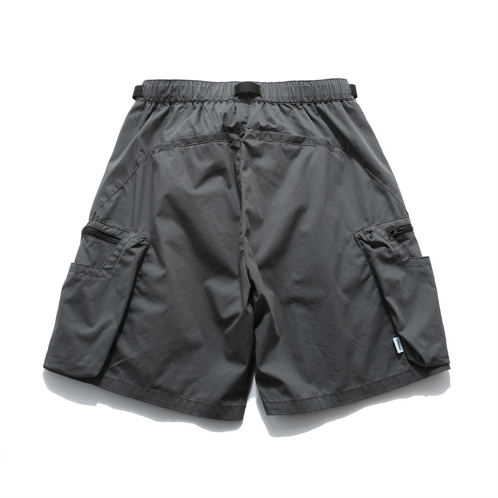 Men Shorts Multi-Pocket Workwear Casual Loose with Belt Solid Color