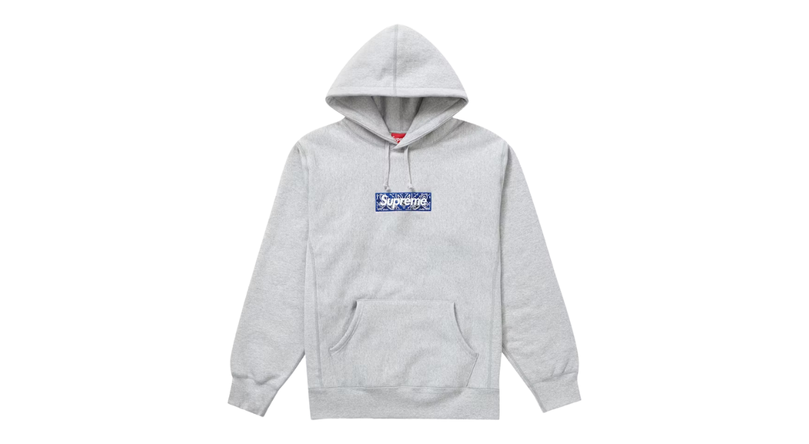 Supreme Bandana Box Logo Hoodie Heather Grey (FW19) (P)